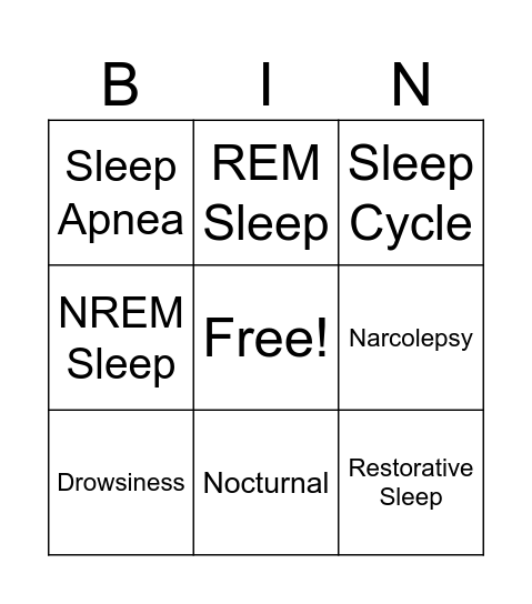 SLEEP VOCAB Bingo Card