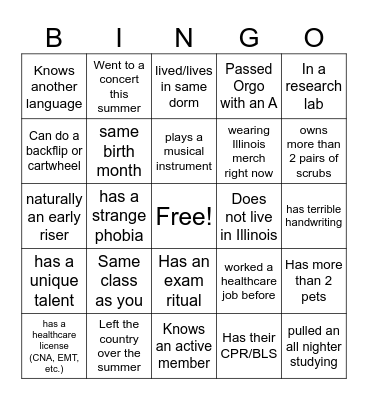 Human Bingo! Bingo Card