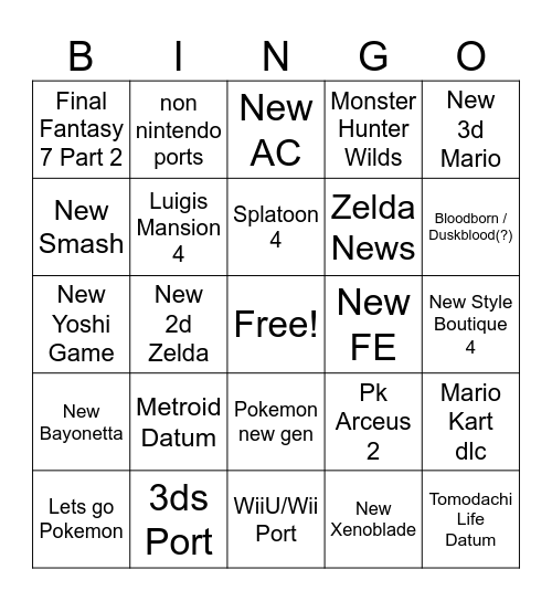 Untitled Bingo Card
