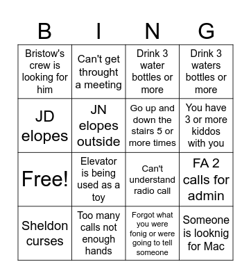 Fun day Bingo Card