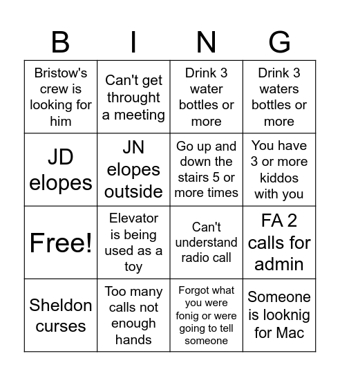 Fun day Bingo Card
