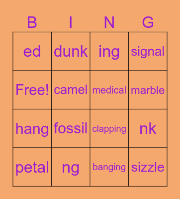 Phonics Bingo Card