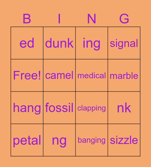 Phonics Bingo Card