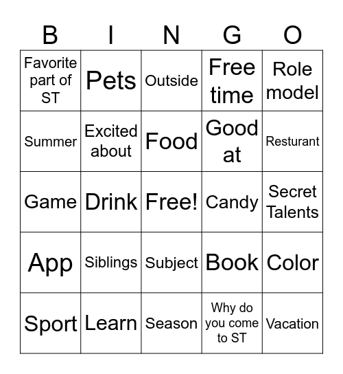Untitled Bingo Card