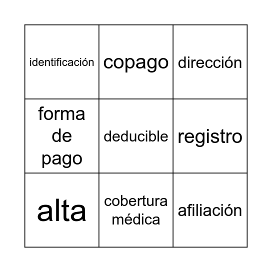 La salud Bingo Card