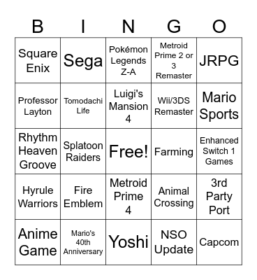 Nendo Bingo Card