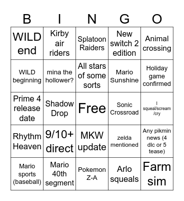 My unrealistic bingo card Bingo Card