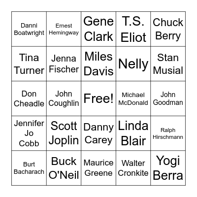 Famous People from KC/STL Bingo Card