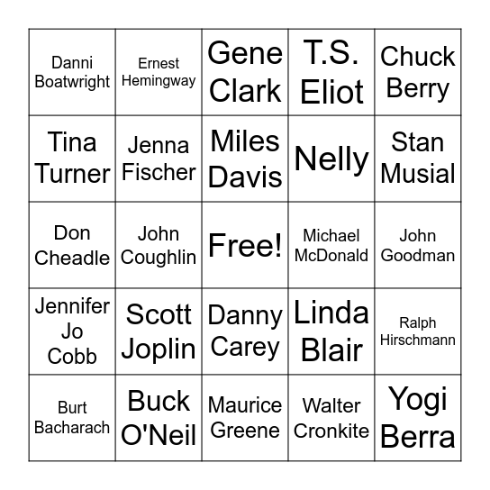 Famous People from KC/STL Bingo Card