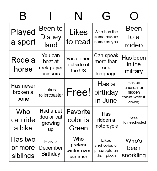Find Someone Bingo Card