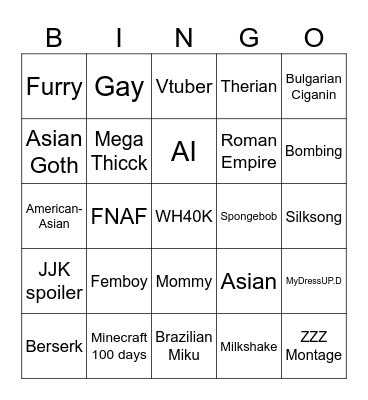 tiki toki Bingo Card