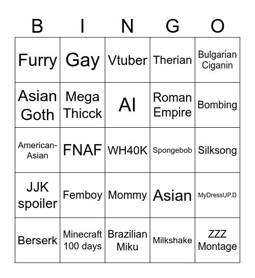 tiki toki Bingo Card