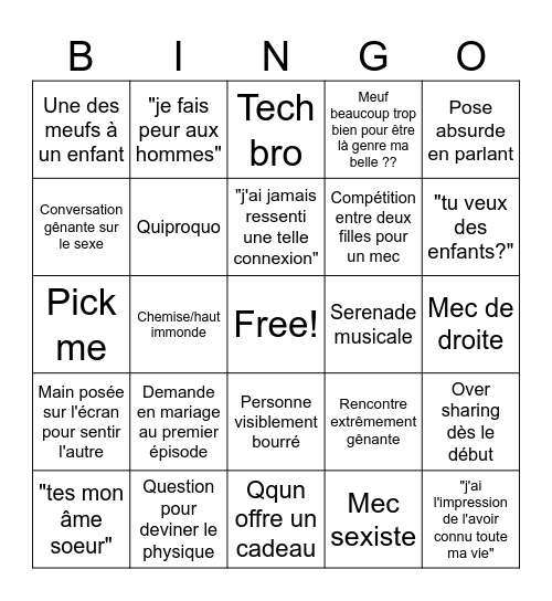 Love is blind fr Bingo Card