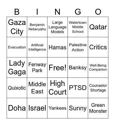 CNN 10 9/10/25 Bingo Card
