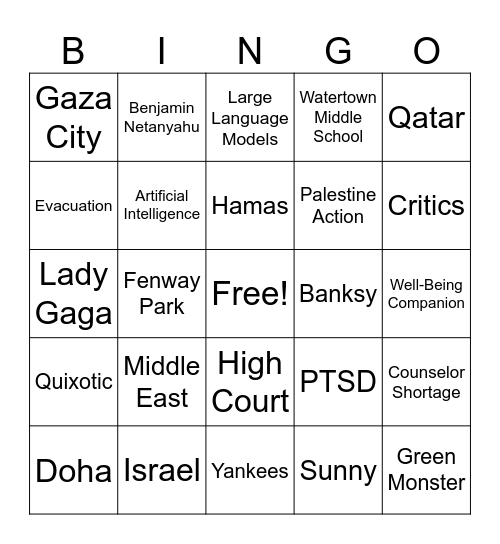 CNN 10 9/10/25 Bingo Card