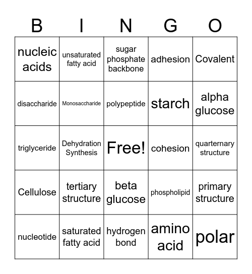AP Bio - Unit 1 Bingo Card