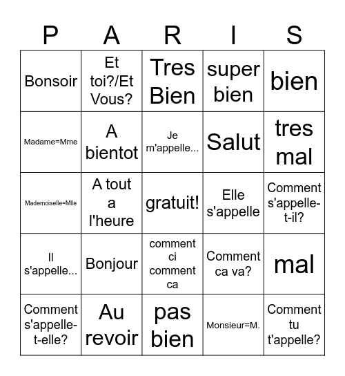 Victor Cramer Bingo Card