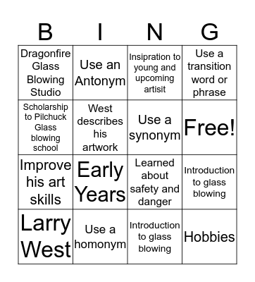 Fisher Reyna Bingo Card