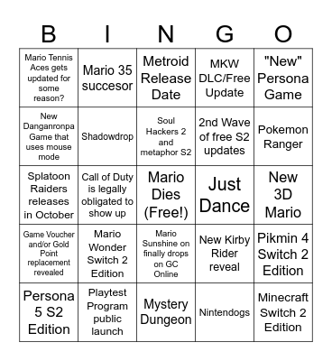 September Direct bingo Card