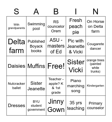 GRANDPA GALE Bingo Card