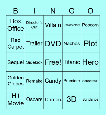 Blockbuster Bingo Card