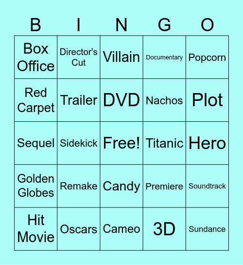 Blockbuster Bingo Card