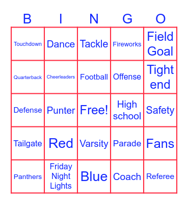 Homecoming Bingo Card