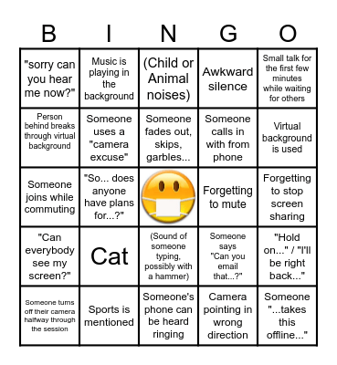 Zoom Bingo - Please Clone to make your own! Bingo Card