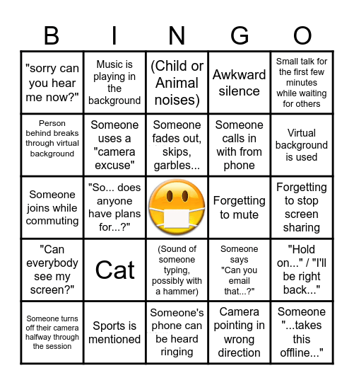 Zoom Bingo - Please Clone to make your own! Bingo Card