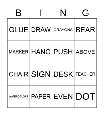 THE DOT Bingo Card