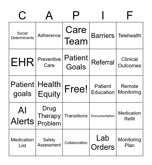 PCPP Bingo Card