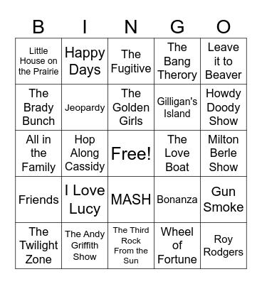 TV Theme Songs Bingo Card