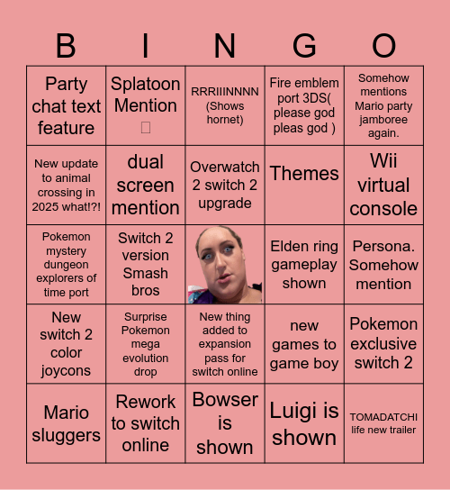My predictions Bingo Card