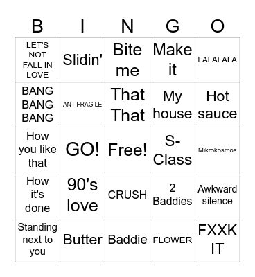 Joe Knows K-Pop Bingo Card