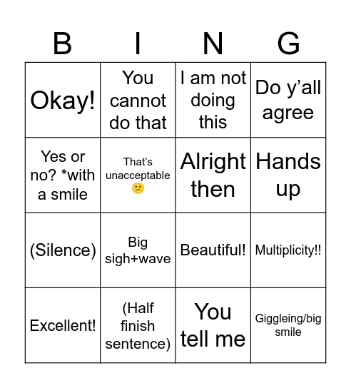 Ms,Rayalla Bingo Card