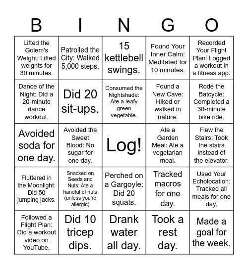 Bat Bingo! Bingo Card