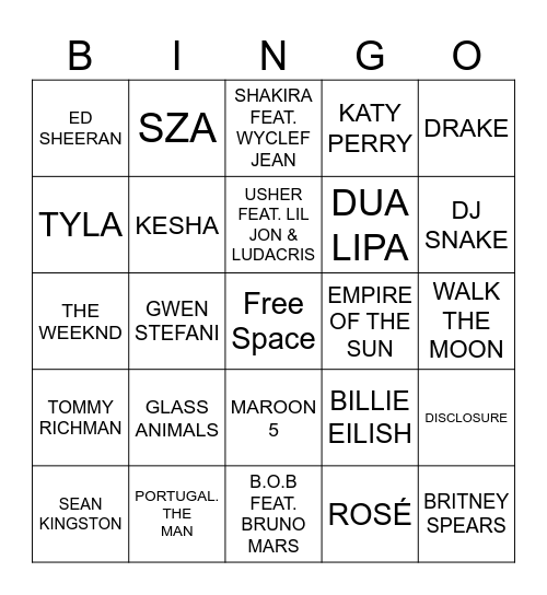 Game #1 - Millennial Party Mix Bingo Card