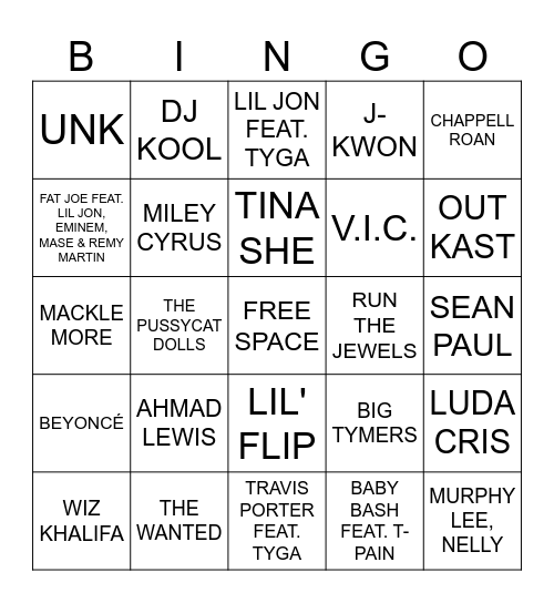 Game #2 - Millennial Party Mix Bingo Card