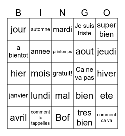 Eric Batts Bingo Card