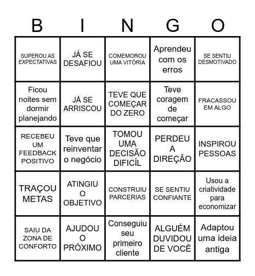 BINGO DO EMPREENDEDOR Bingo Card