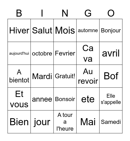 Harley Bergin Bingo Card
