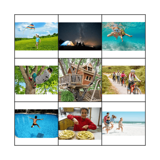 What do you do in the summer? Bingo Card