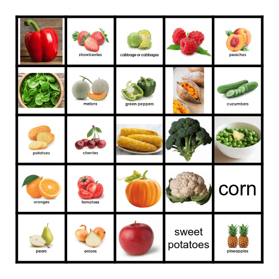 FRUIT & VEGGIE BINGO Card