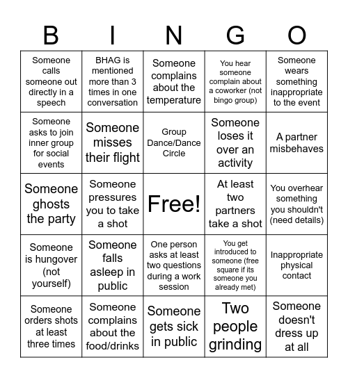To Awkwardness and Beyond Bingo Card