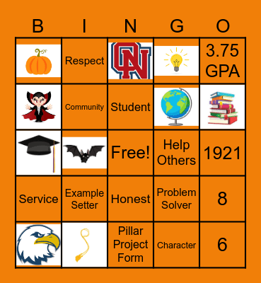 Olathe North National Honor Society Bingo Card