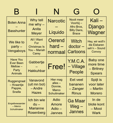 BERNARDUS VD BERGWEG FOUTE STRAAT Bingo Card
