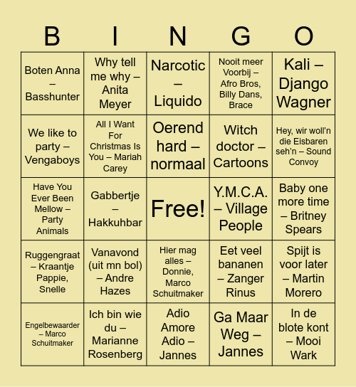 BERNARDUS VD BERGWEG FOUTE STRAAT Bingo Card