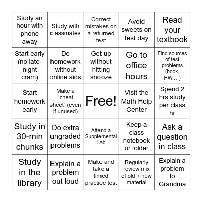 Greatest Hits: Jammin' Your Way to Math Success Bingo Card