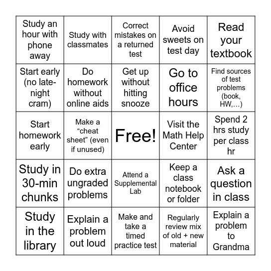 Greatest Hits: Jammin' Your Way to Math Success Bingo Card