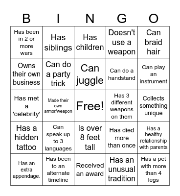 Find someone who... Bingo Card